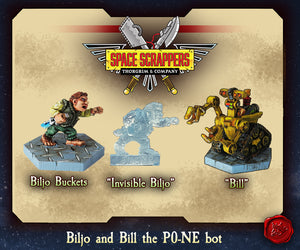 Biljo Buckets, invisible Biljo and "Bill" the P.O.N.E. bot