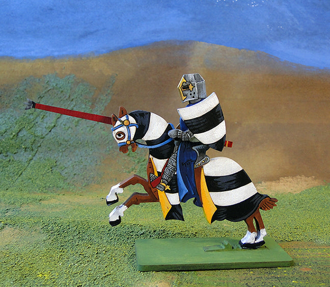 Knight with Pot Helm - no crest, striped barding (var2) - (Mounted / On Foot)